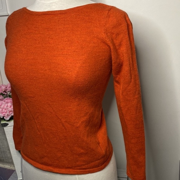 🌷Paul Costelloe🌷 Burnt Orange 100% Merino Wool Crop Sweater - Picture 5 of 11